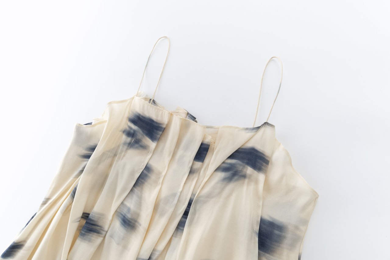 NILI GATHERED LONG DRESS IN MIXED