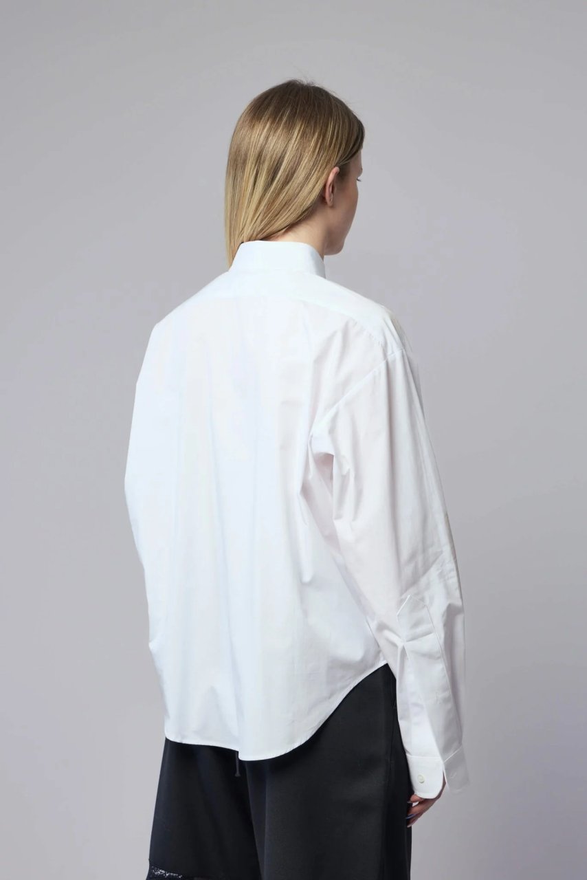 WOMEN TROMPE L'OEIL BUTTON DOWN SHIRT WOVEN