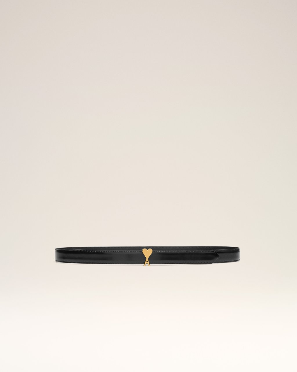 AMI DE COEUR BUCKLE BELT 25MM IN BLACK/VIBRATED BRASS