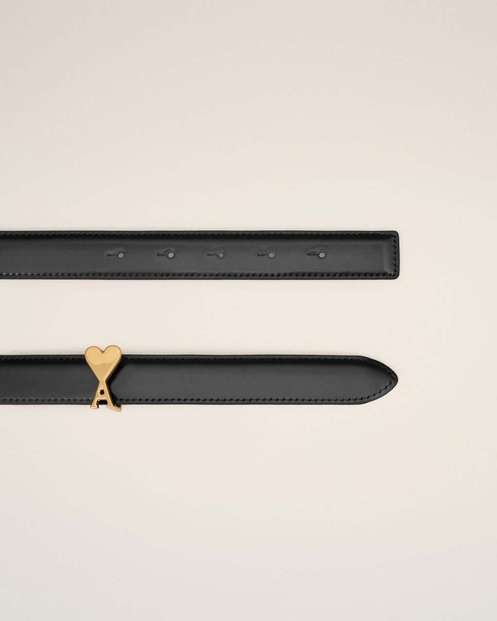 AMI DE COEUR BUCKLE BELT 25MM IN BLACK/VIBRATED BRASS