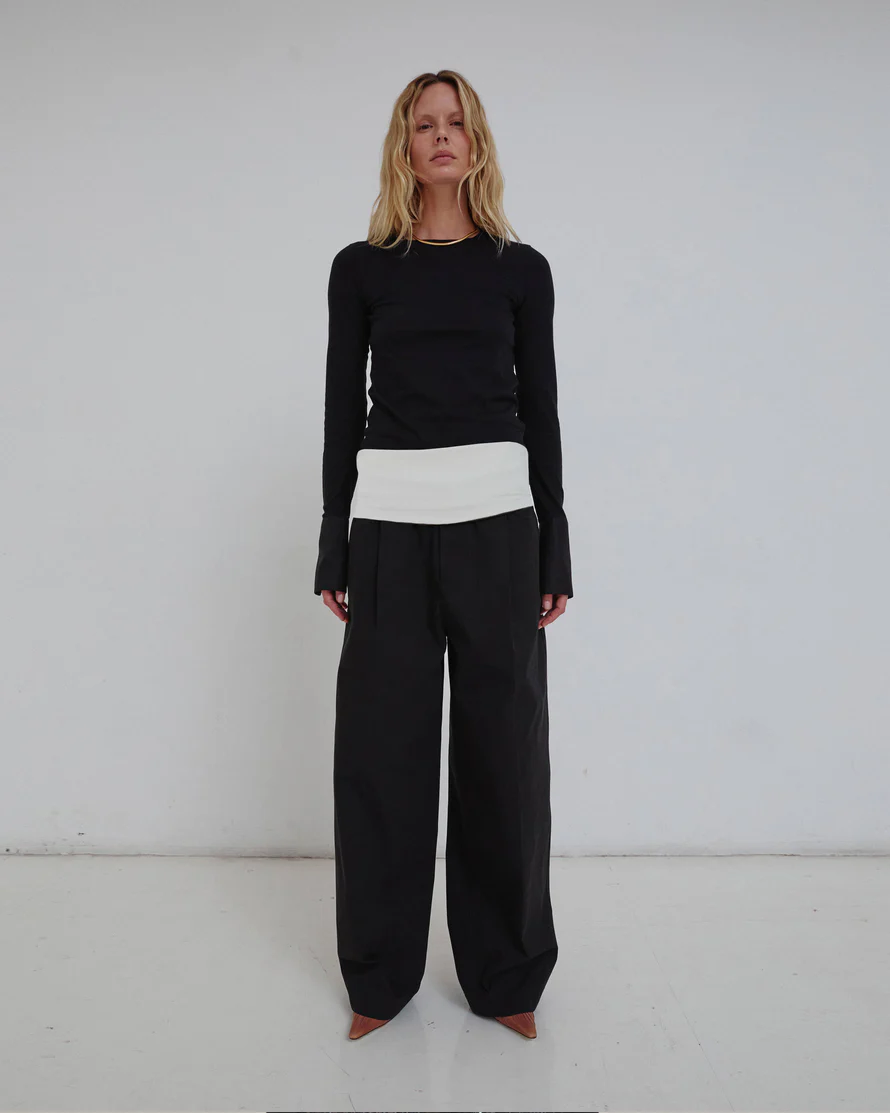 WENDY - ELASTIC WAIST WIDE-LEG TROUSERS WHITE