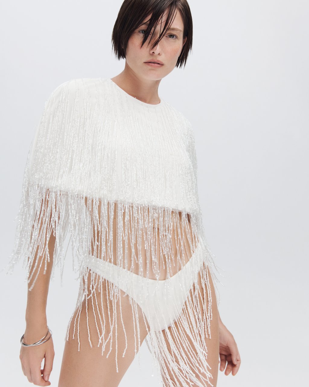 CROPPED BEADED CAPE 