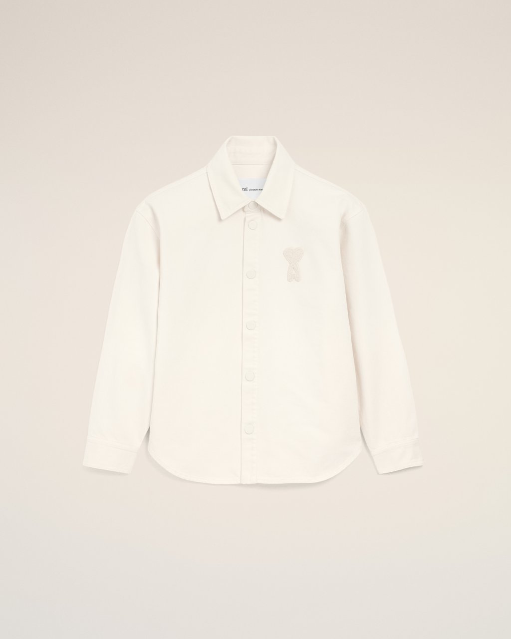 OVERSHIRT WITH KNITTED AMI DE COEUR IN WHITE CREAM