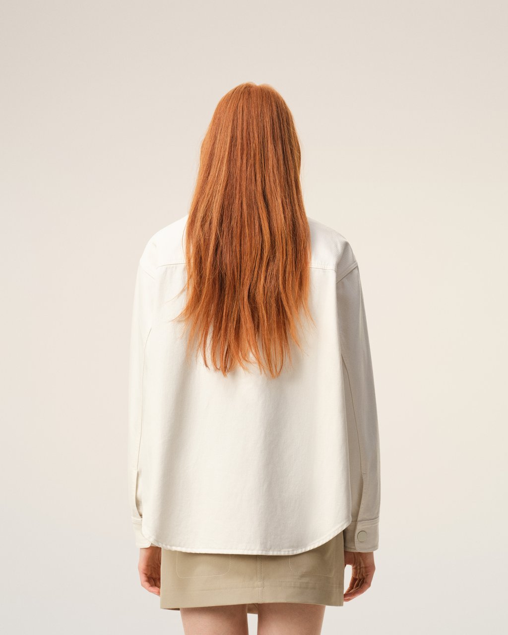 OVERSHIRT WITH KNITTED AMI DE COEUR IN WHITE CREAM