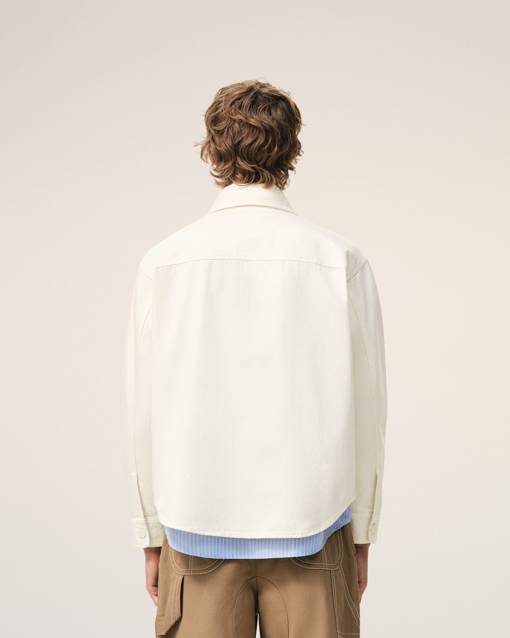 OVERSHIRT WITH KNITTED AMI DE COEUR IN WHITE CREAM