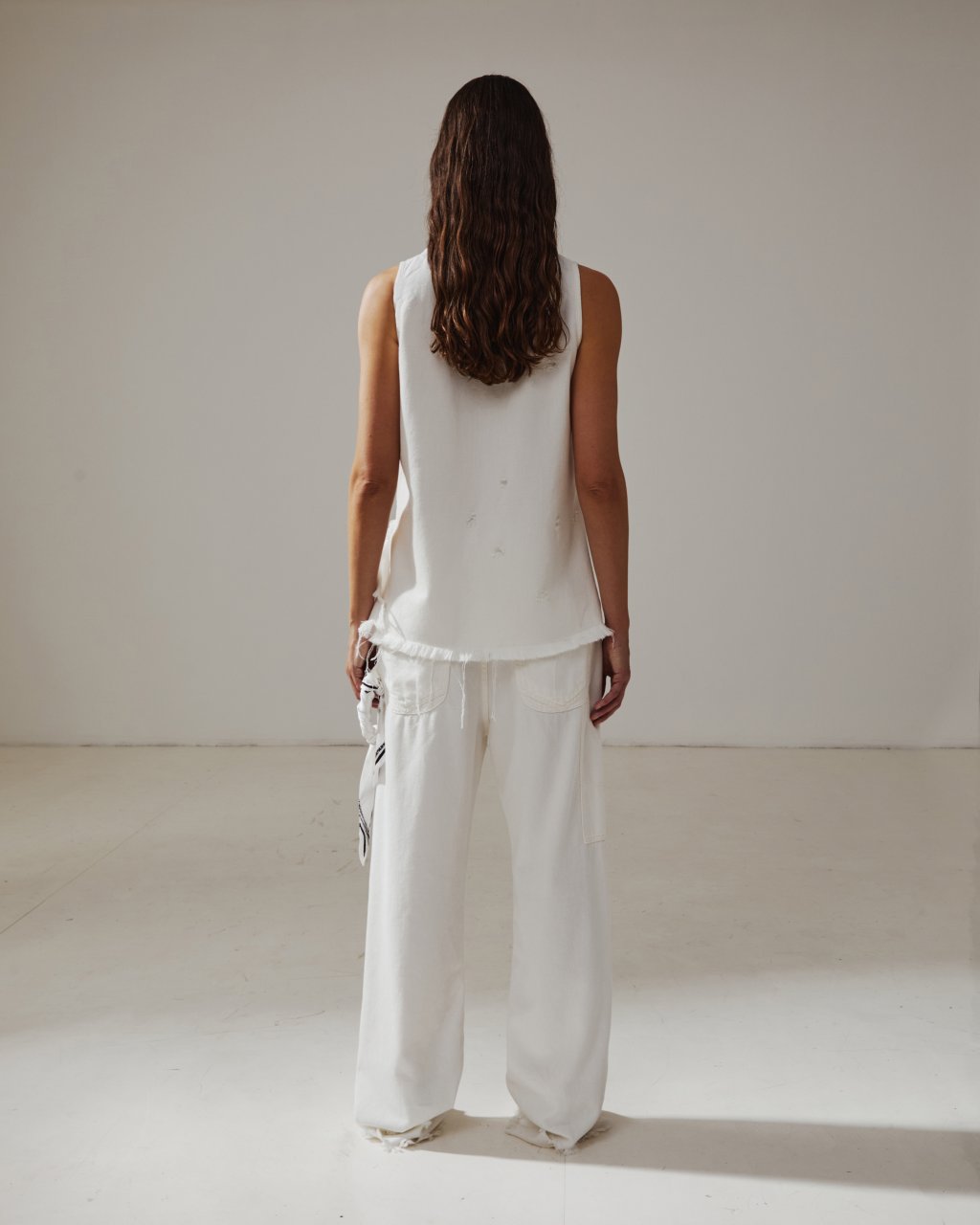 LISA - SCARF ADORNED LOOSE FIT CARPENTER TENCEL DENIM