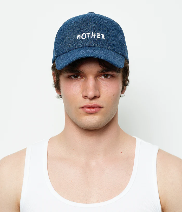 RUSLAN BAGINSKIY DENIM "MOTHER" BASEBALL CAP IN BLUE