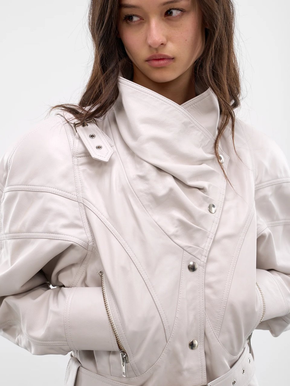 WOMEN BOMBSHELL JACKET LEATHER OFF WHITE