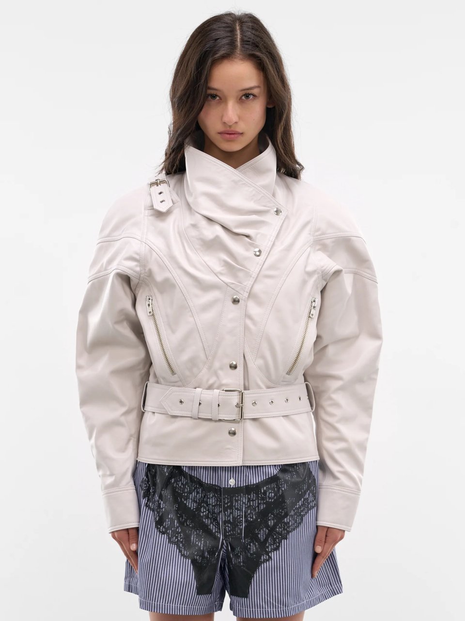 WOMEN BOMBSHELL JACKET LEATHER OFF WHITE