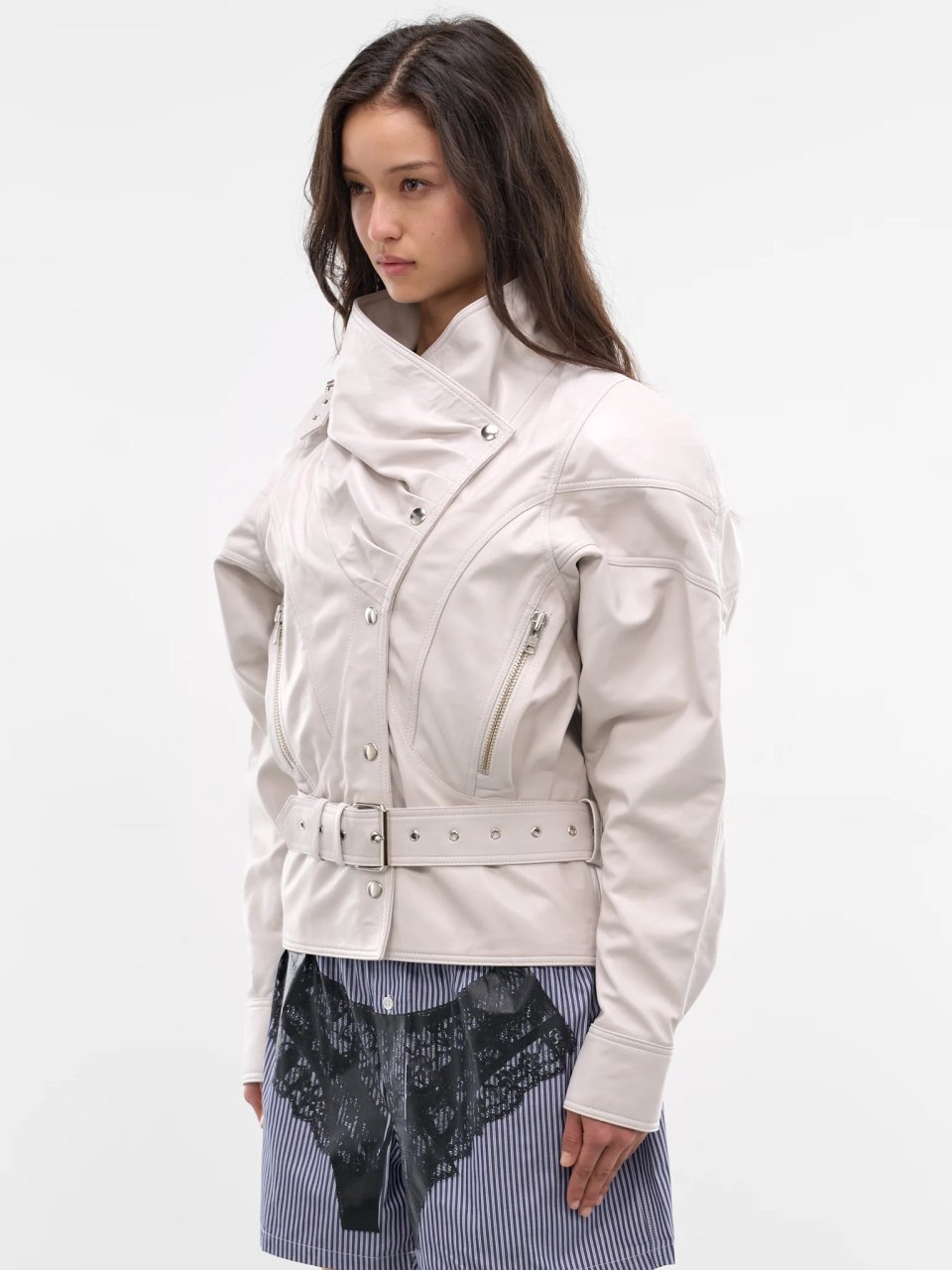 WOMEN BOMBSHELL JACKET LEATHER OFF WHITE