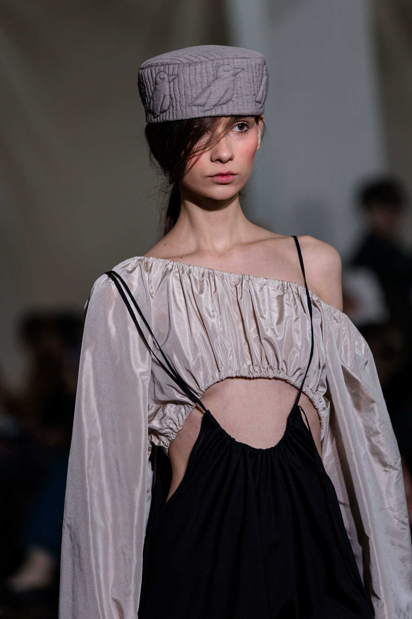 PILLBOX HAT (BLACK & GREY)