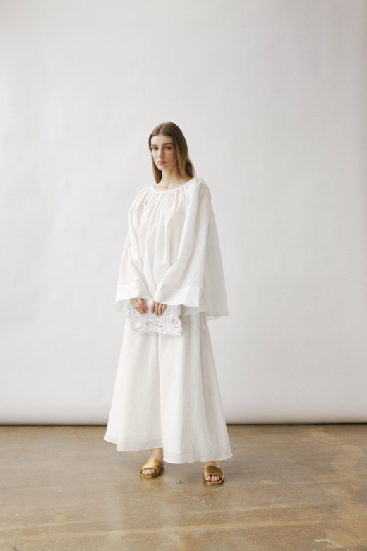 MEMPHIS GATHERED BLOUSE IN WHITE