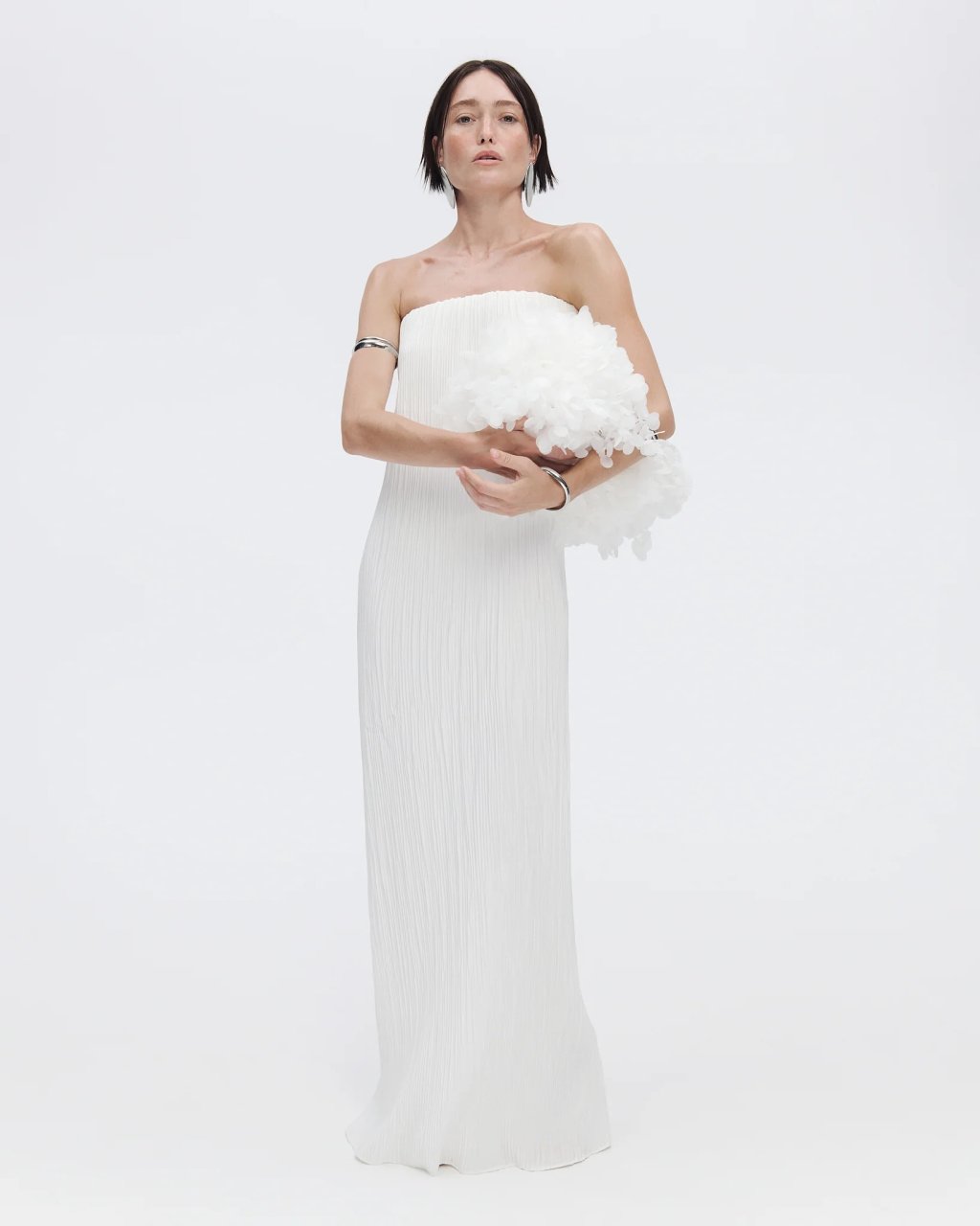 MICRO-PLEAT MAXI DRESS LILY WHITE