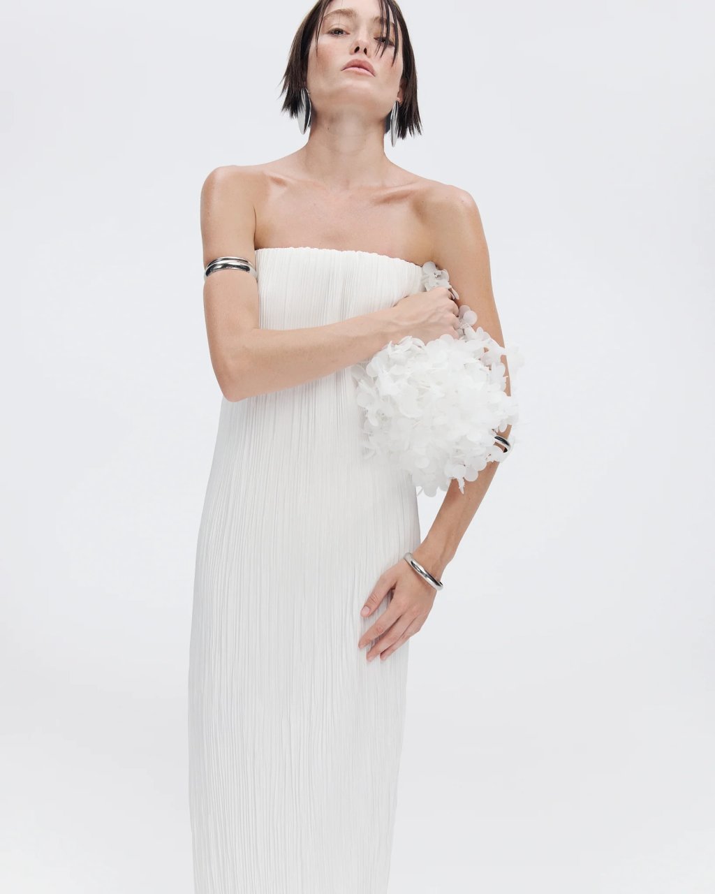 MICRO-PLEAT MAXI DRESS LILY WHITE