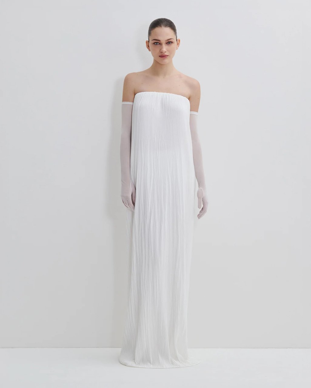 MICRO-PLEAT MAXI DRESS LILY WHITE