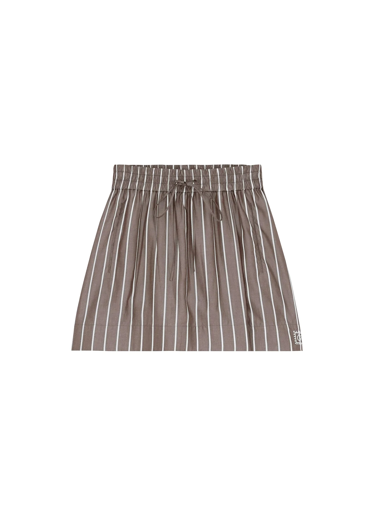 SKIRT-LIKE BROWN STRIPED SHORTS