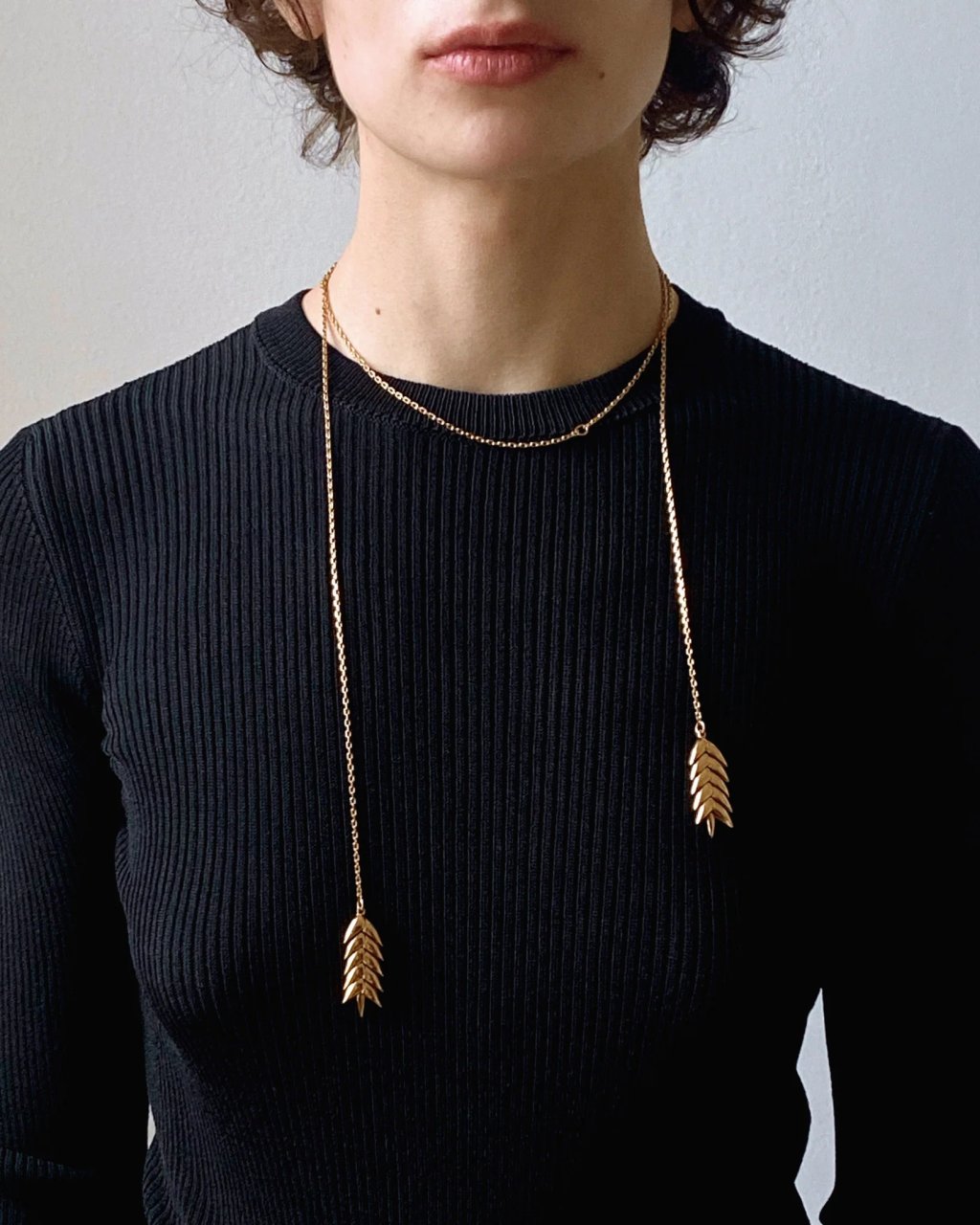 SPIKELET LONG PENDANT GOLD