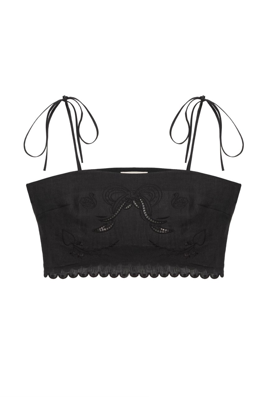 YASNA EMBROIDERED BRA IN BLACK