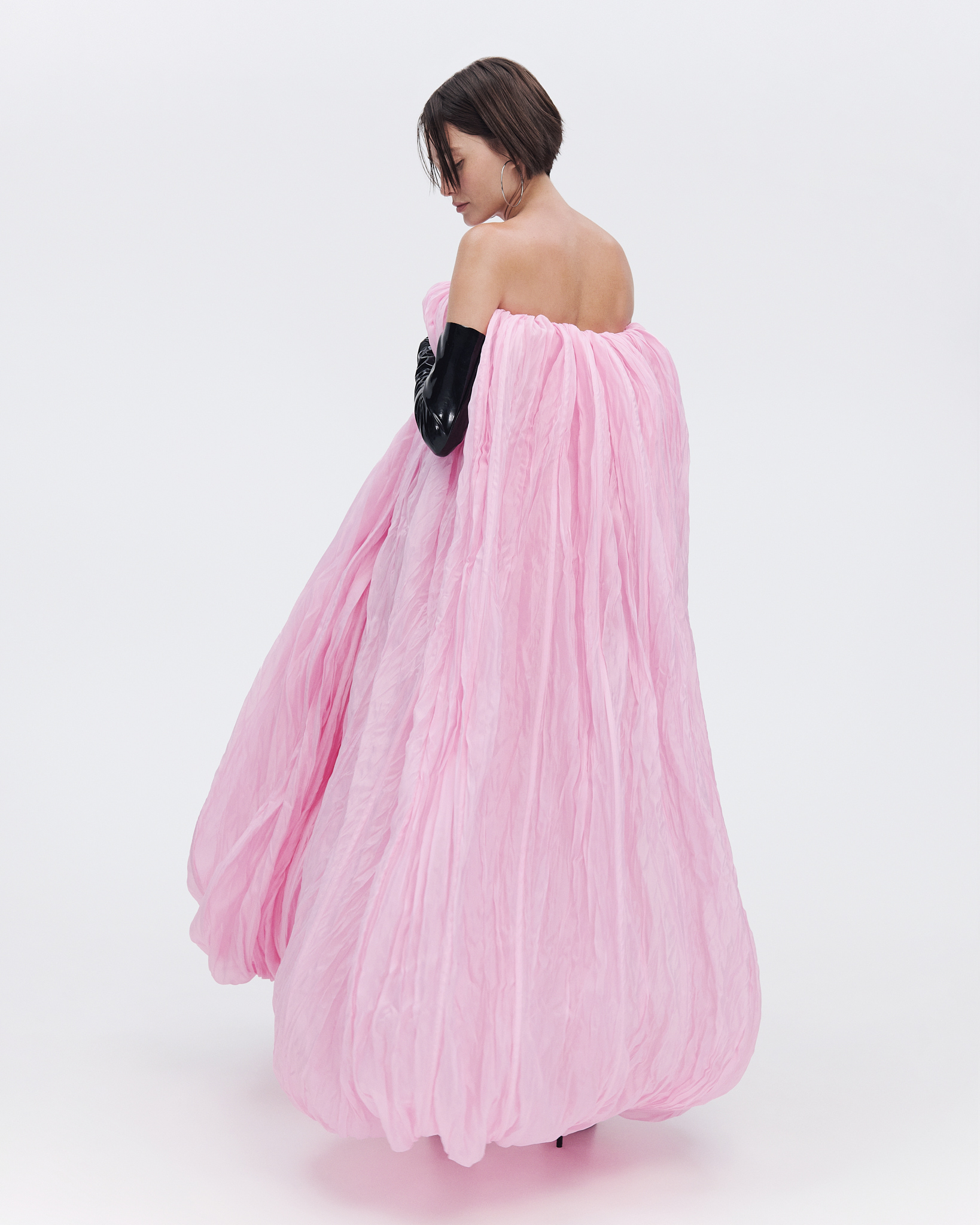 BALLOON STRAPLESS MAXI DRESS PINK-A-BOO