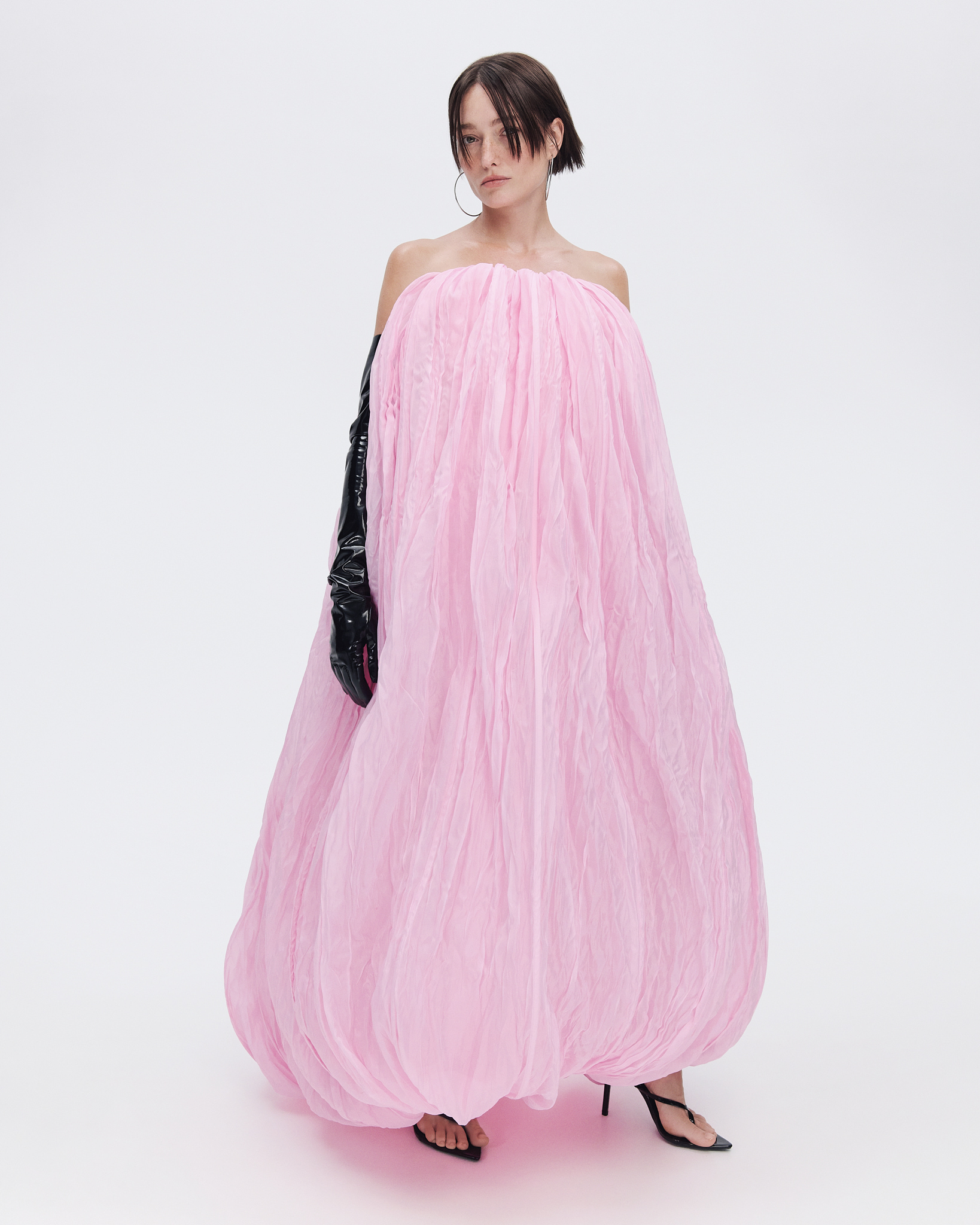 BALLOON STRAPLESS MAXI DRESS PINK-A-BOO