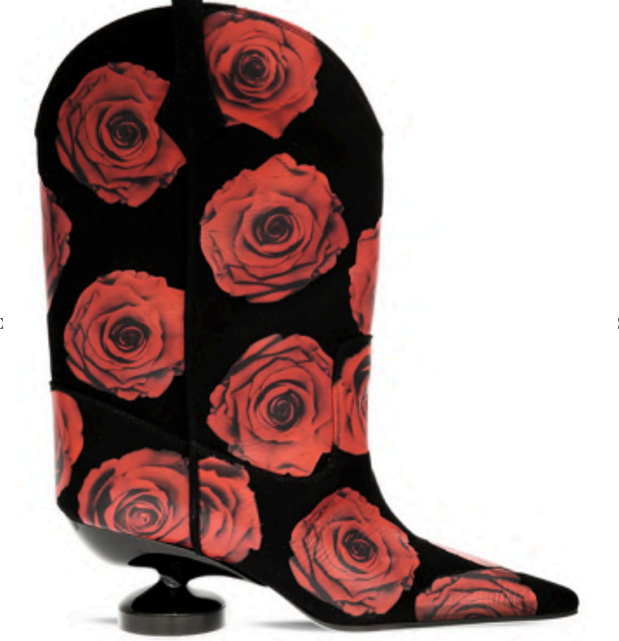 FLOWER SUEDE BOOTS, 55 MM HEEL