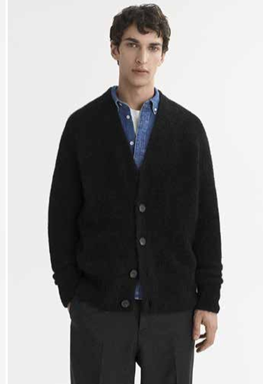 MEN'S ALPACA CARDIGAN BLACK