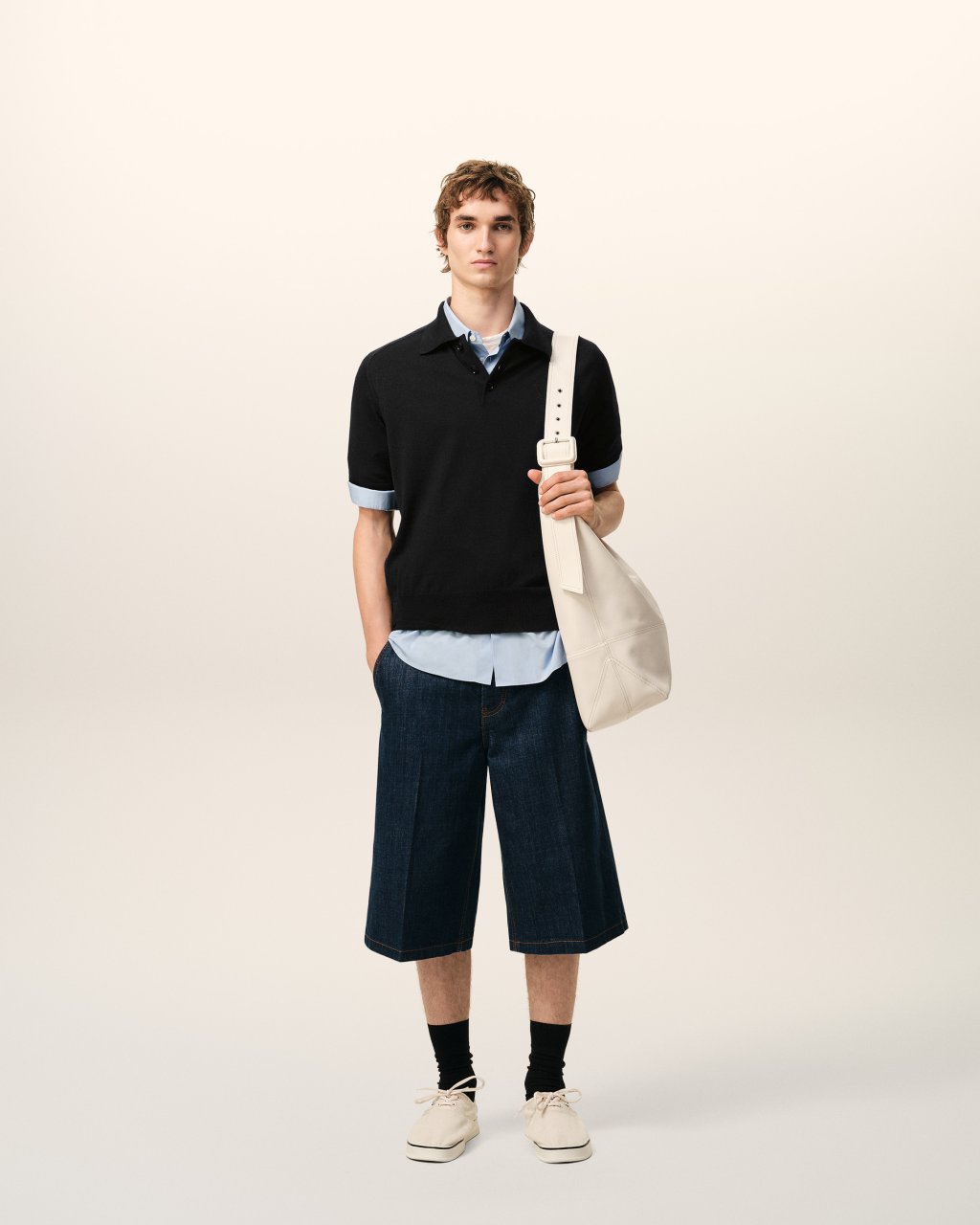 QUOTA -SHORT SLEEVES POLO WITH CONTRASTED AMI DE COEUR IN BLACK