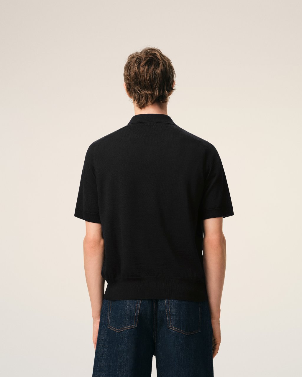 QUOTA -SHORT SLEEVES POLO WITH CONTRASTED AMI DE COEUR IN BLACK