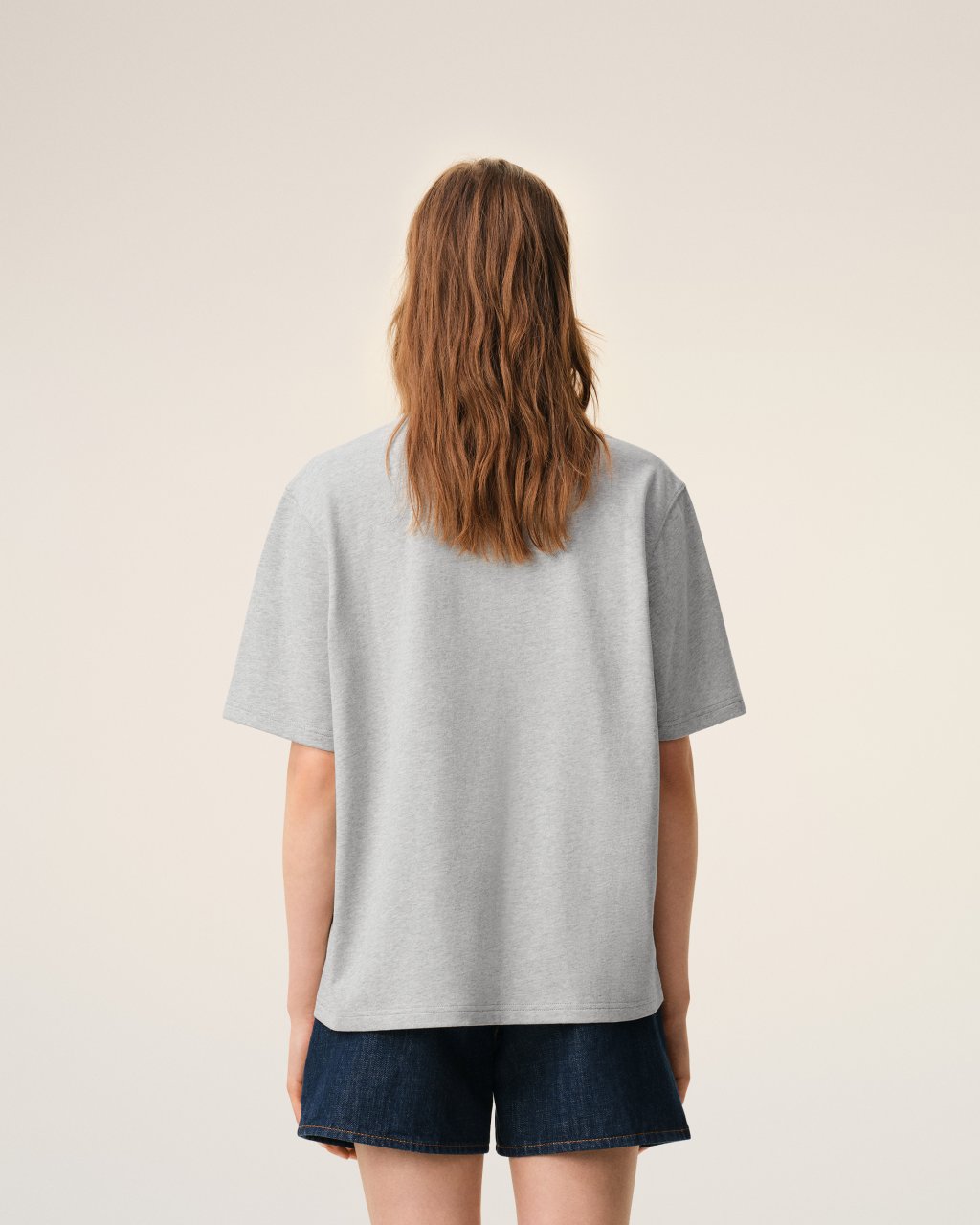 QUOTA -BIG ADC EMBOSSED TSHIRT IN HEATHER ASH GREY