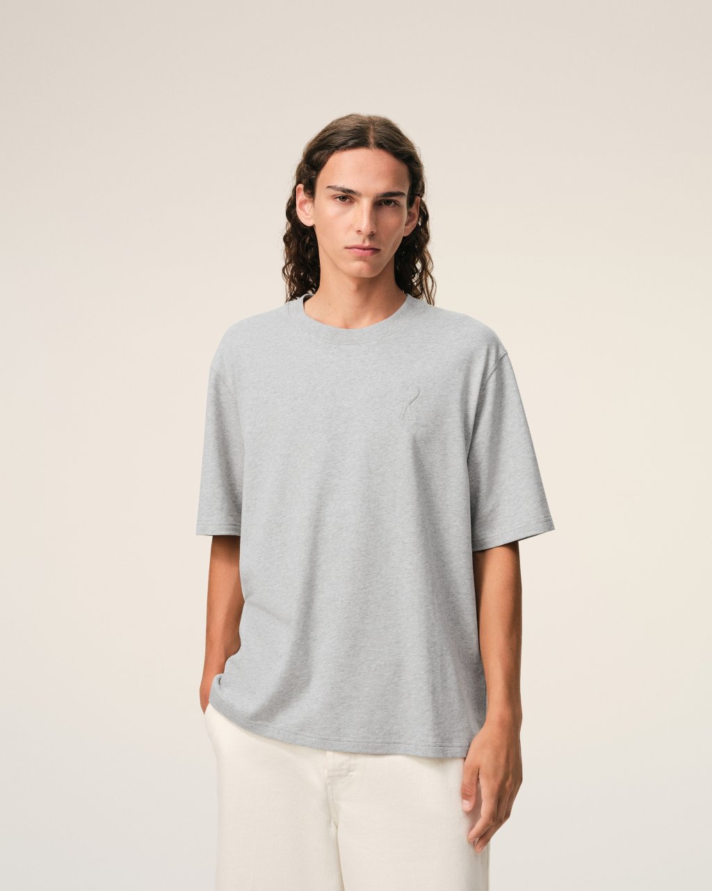 QUOTA -BIG ADC EMBOSSED TSHIRT IN HEATHER ASH GREY