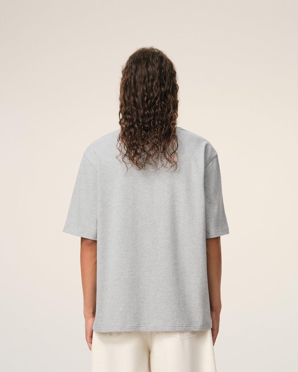 QUOTA -BIG ADC EMBOSSED TSHIRT IN HEATHER ASH GREY