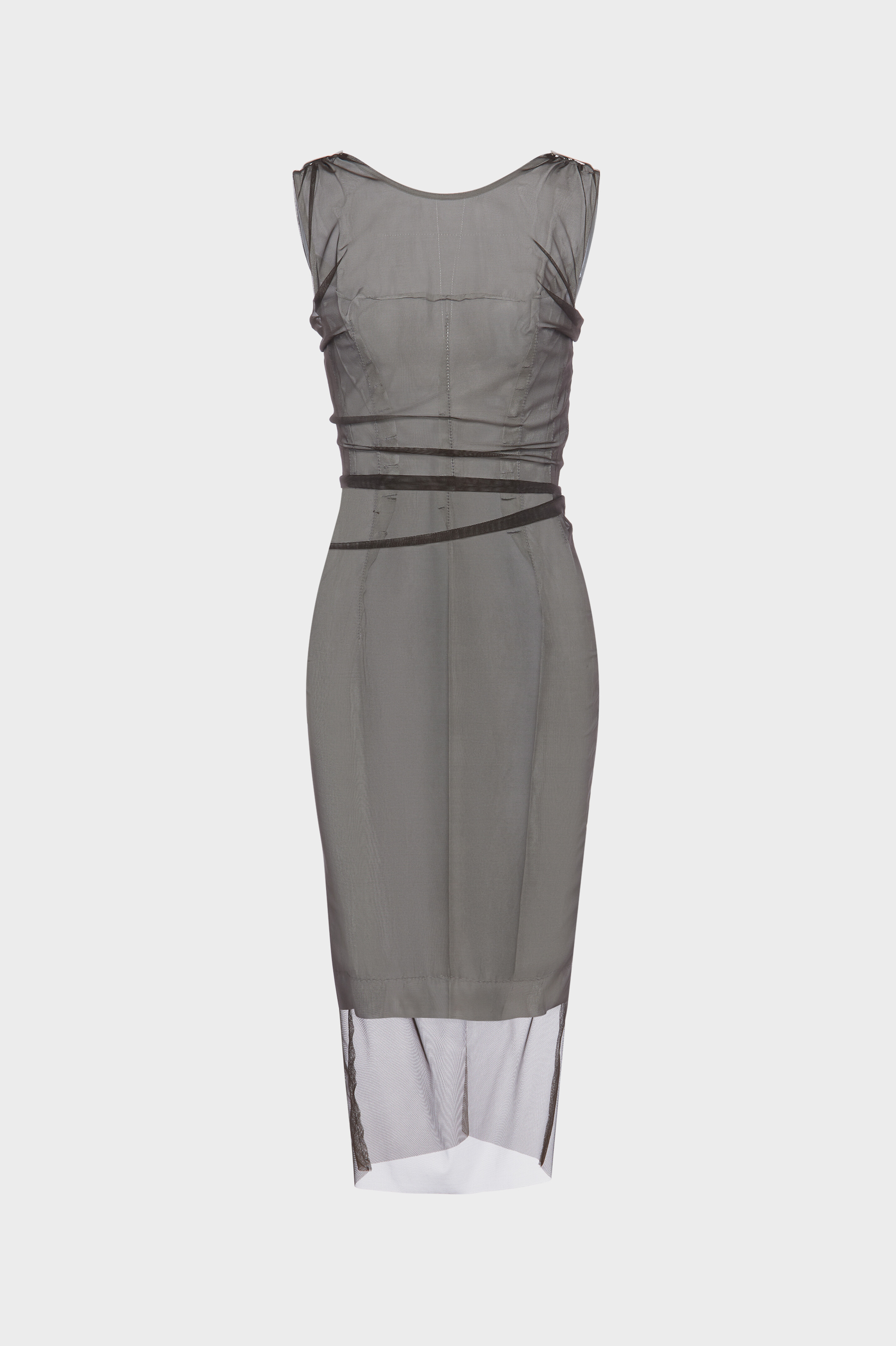 MIDI DRESS BROWN/LIGHT GREY