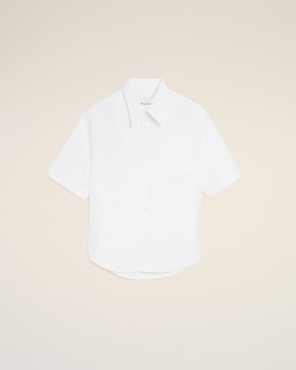 SHORT SLEEVE WIDE SHIRT WITH CAMP COLLAR AND PATCH POCKET IN WHITE