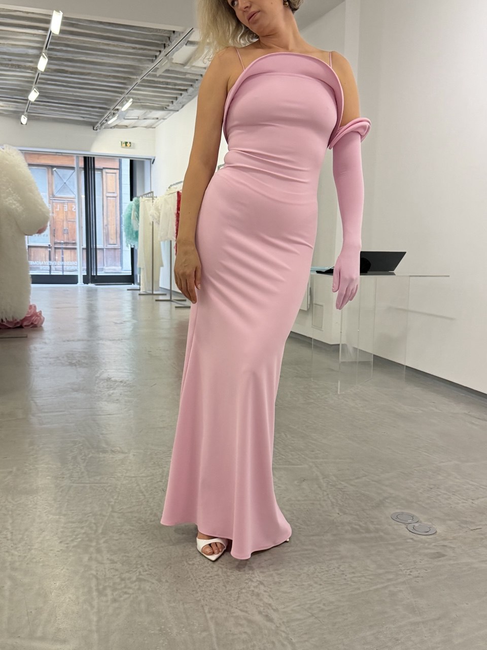 TAILORED STRETCH-FIT MAXI DRESS PINK BLOSSOM