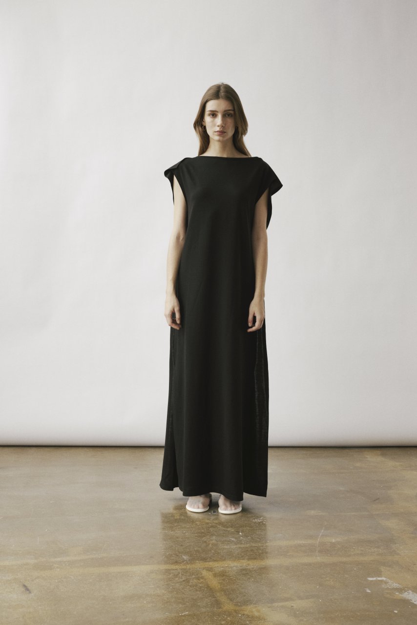 EOS JERSEY FLAP DRESS IN BLACK