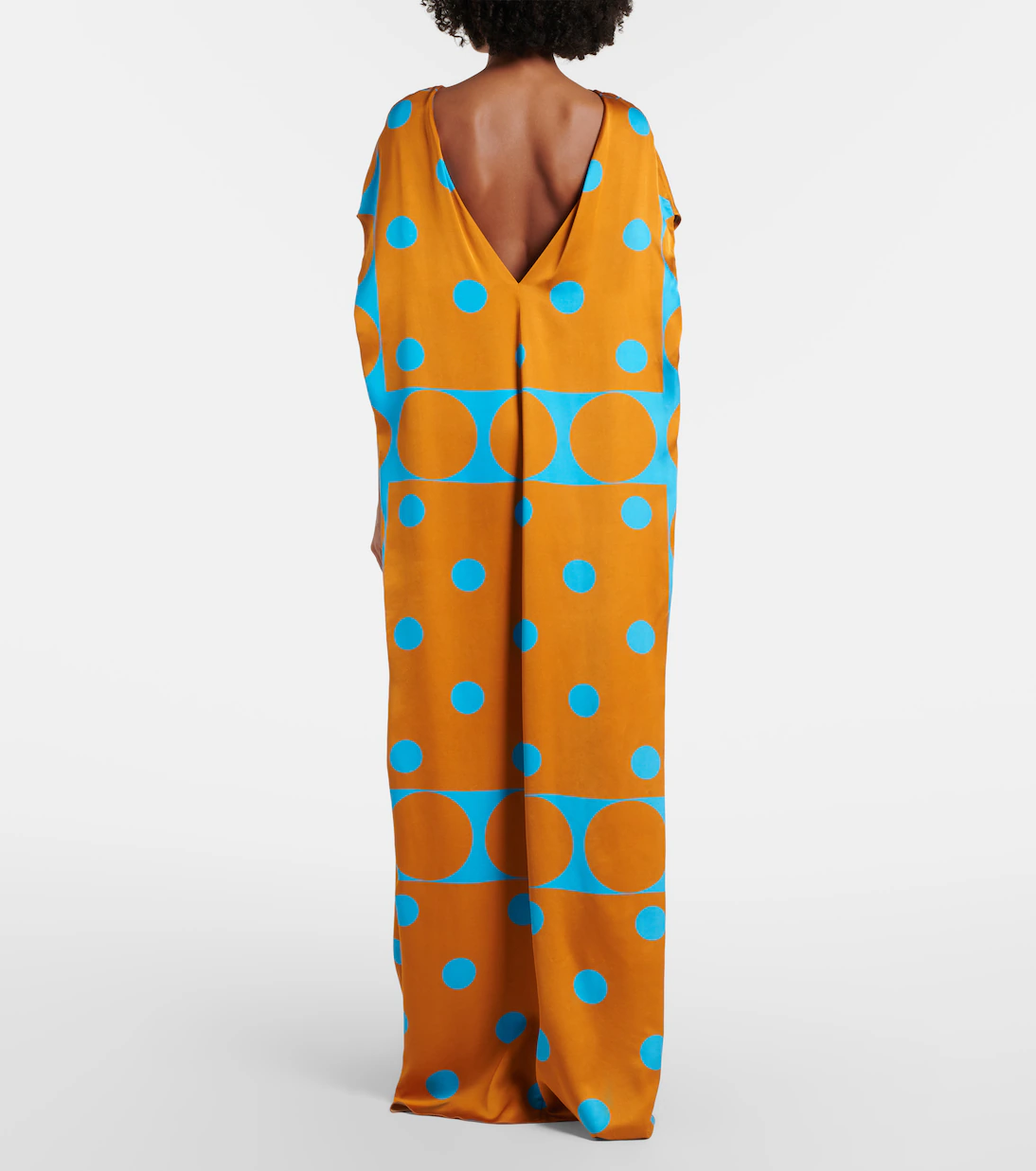 FLOOR-LENGTH DRESS WITH OPEN V-BACK IN TURQUOISE