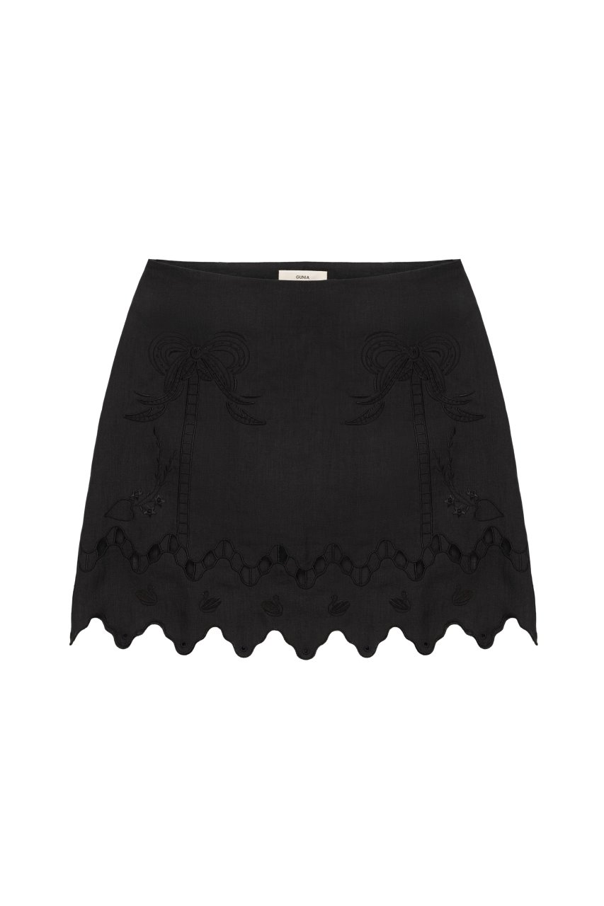 YASNA EMBROIDERED SKIRT IN BLACK