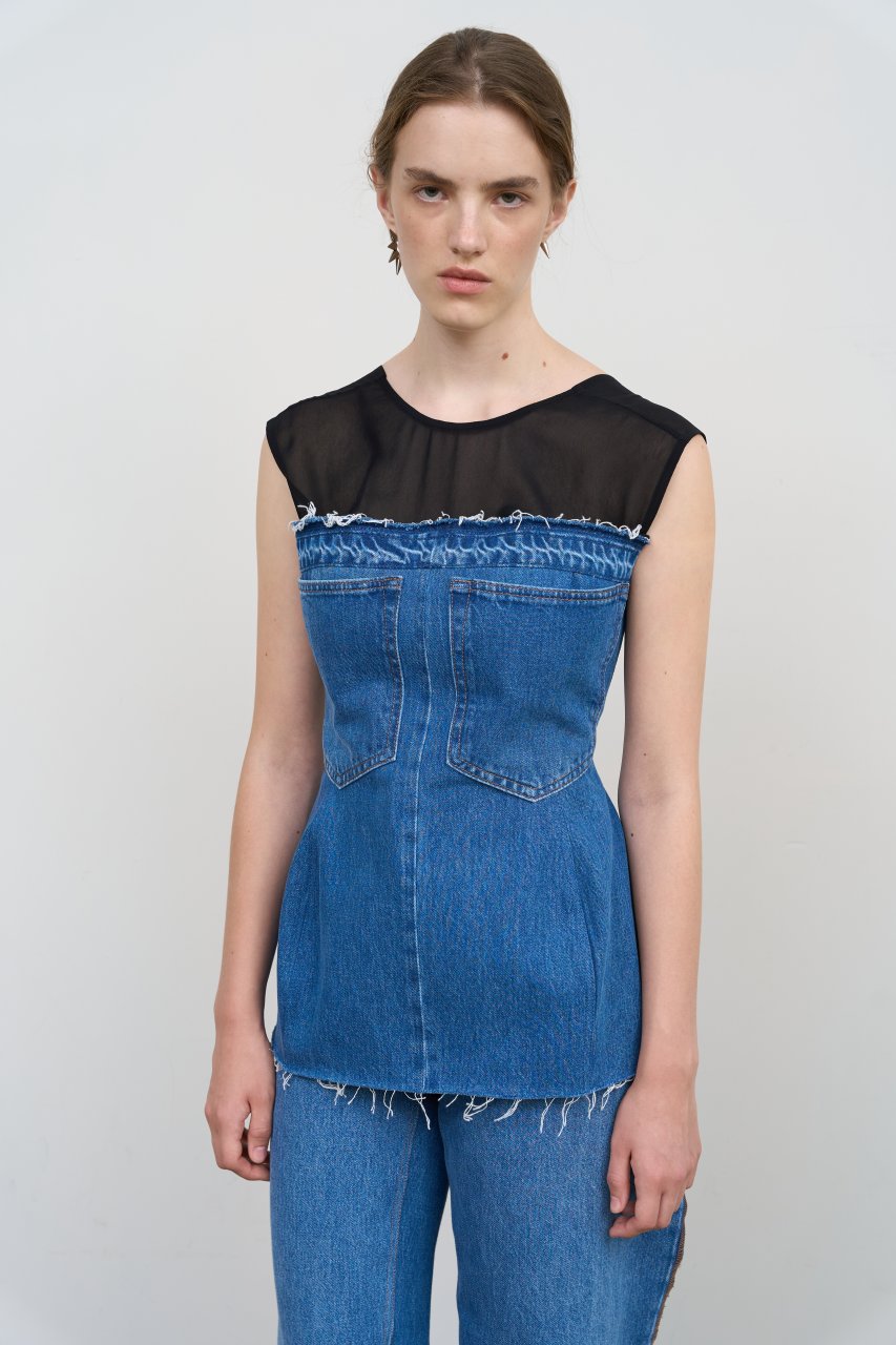 TAILORED DENIM BUSTIER