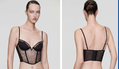 LEAVERS LACE CORSET IN BLACK