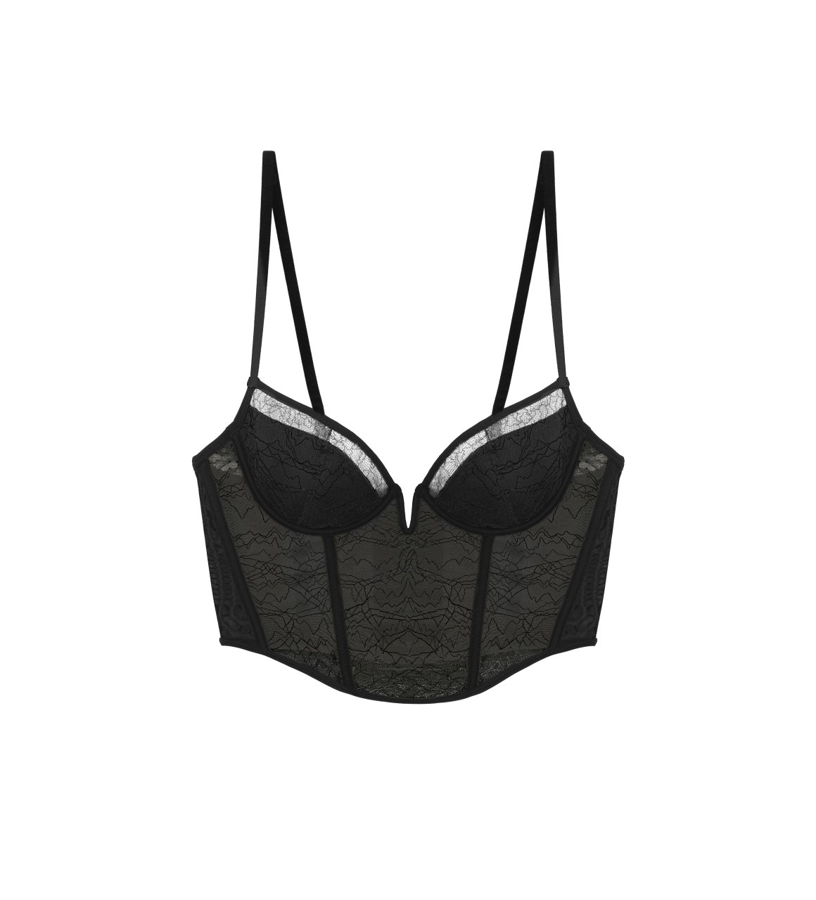 LEAVERS LACE CORSET IN BLACK