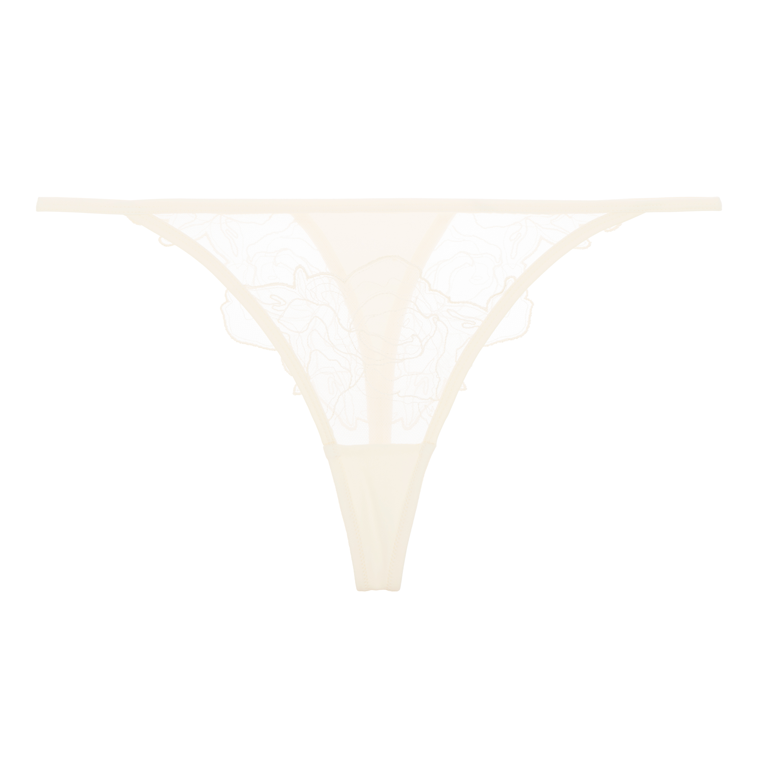 EMBROIDERY LOW-RISE THONG IN CREAM WHITE
