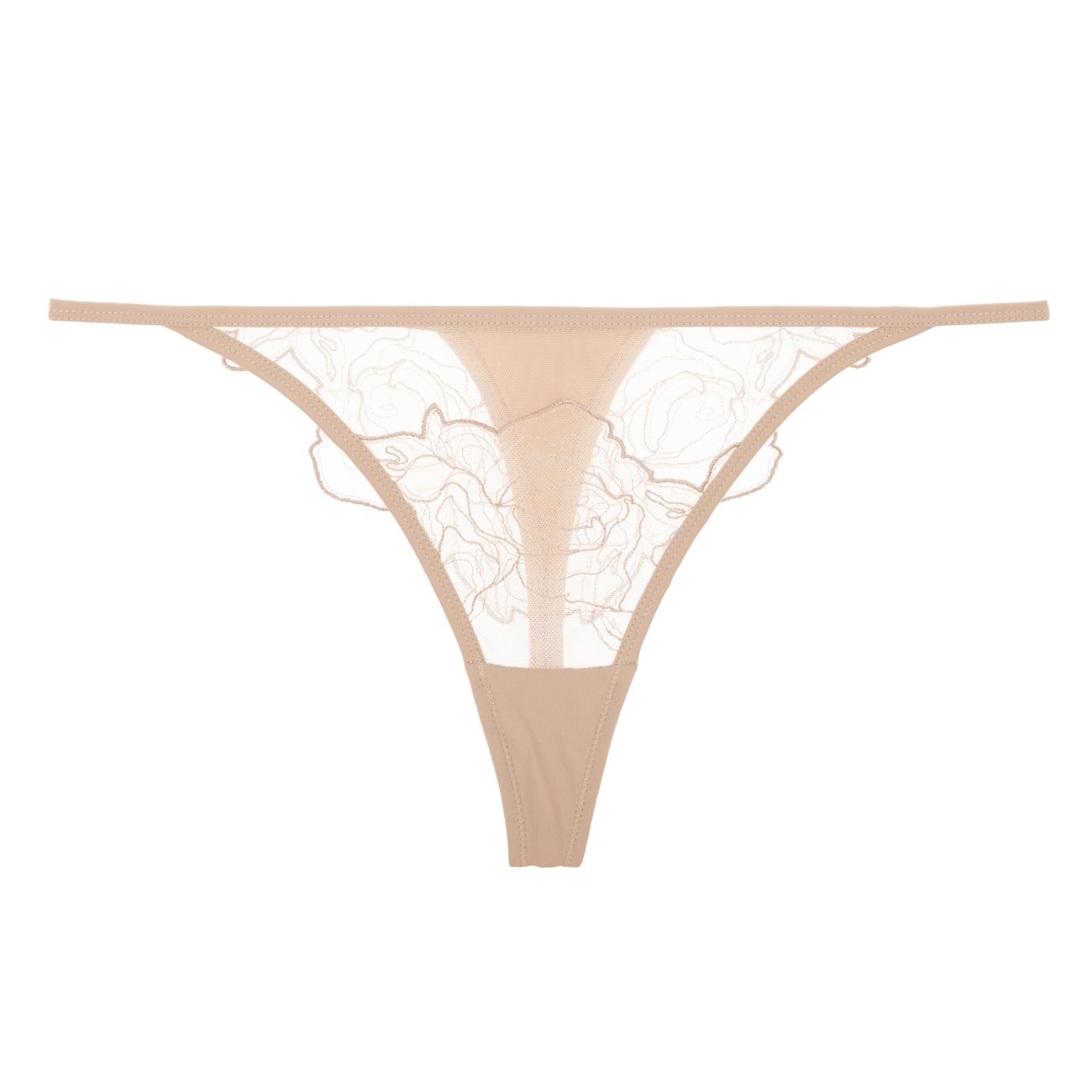 EMBROIDERY LOW-RISE THONG IN SKIN-PINK