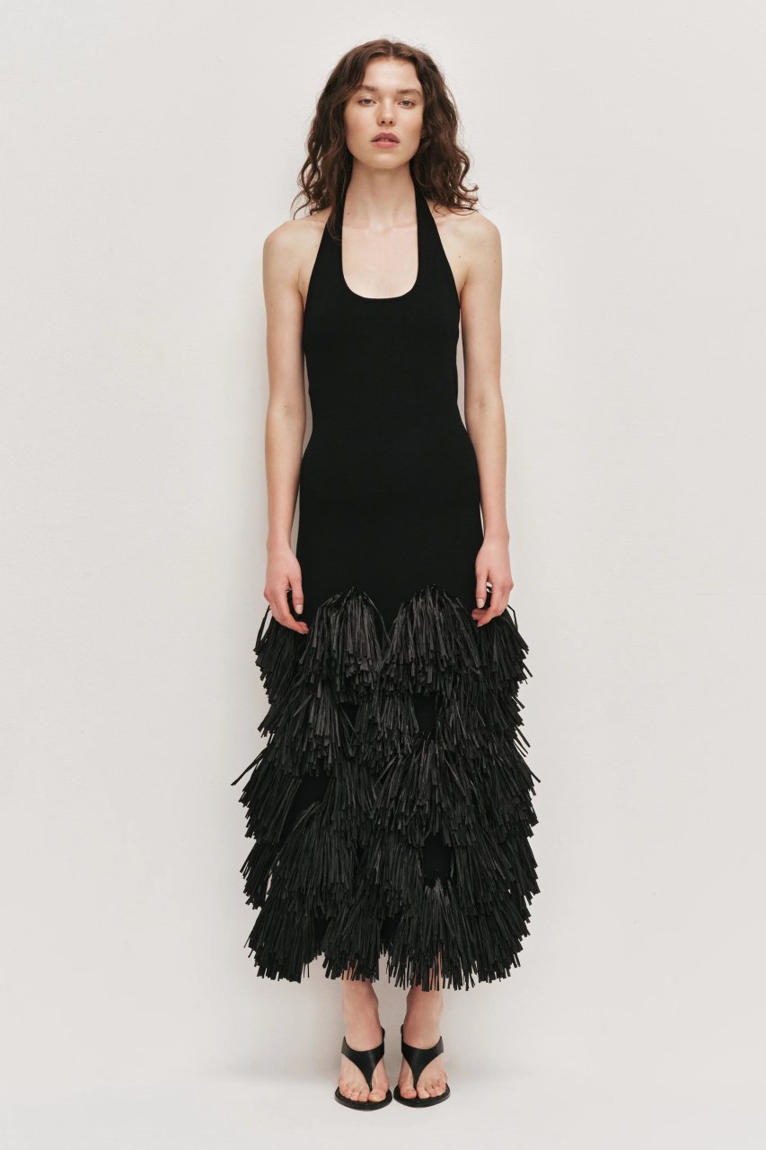 ELVA RAFFIA KNIT MIDI DRESS