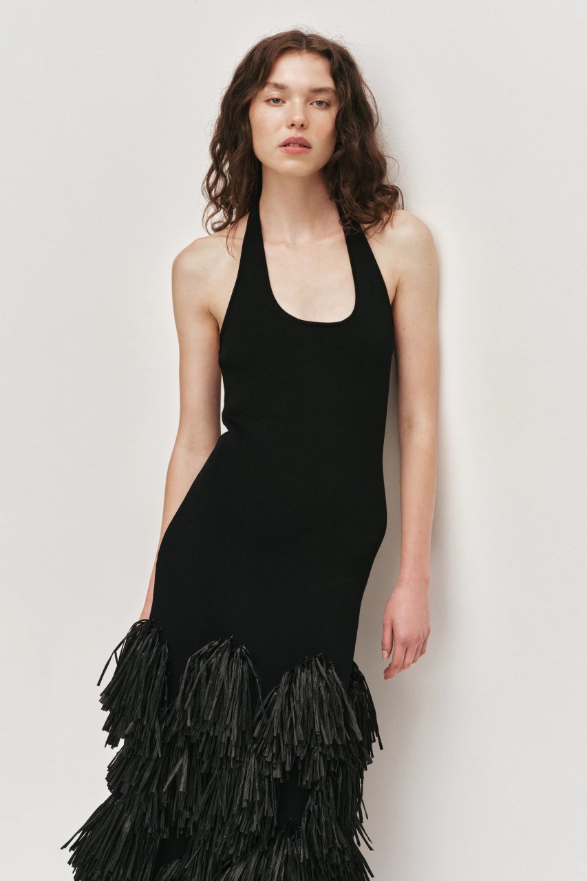 ELVA RAFFIA KNIT MIDI DRESS