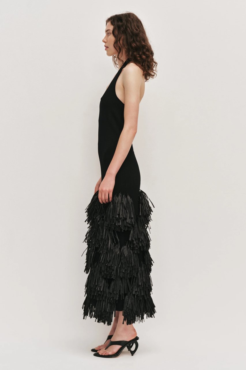 ELVA RAFFIA KNIT MIDI DRESS