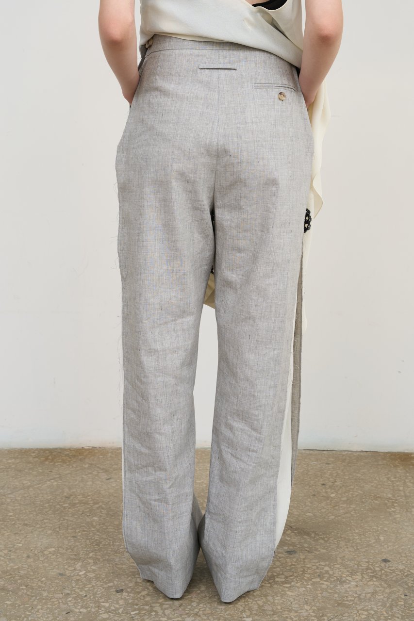 PANTS WITH FRAYED-EDGE SIDE STRIPES 