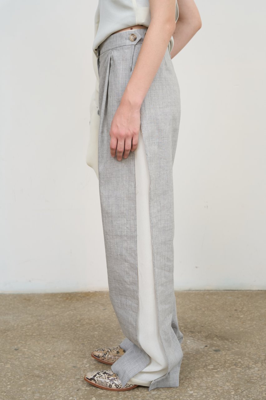 PANTS WITH FRAYED-EDGE SIDE STRIPES 