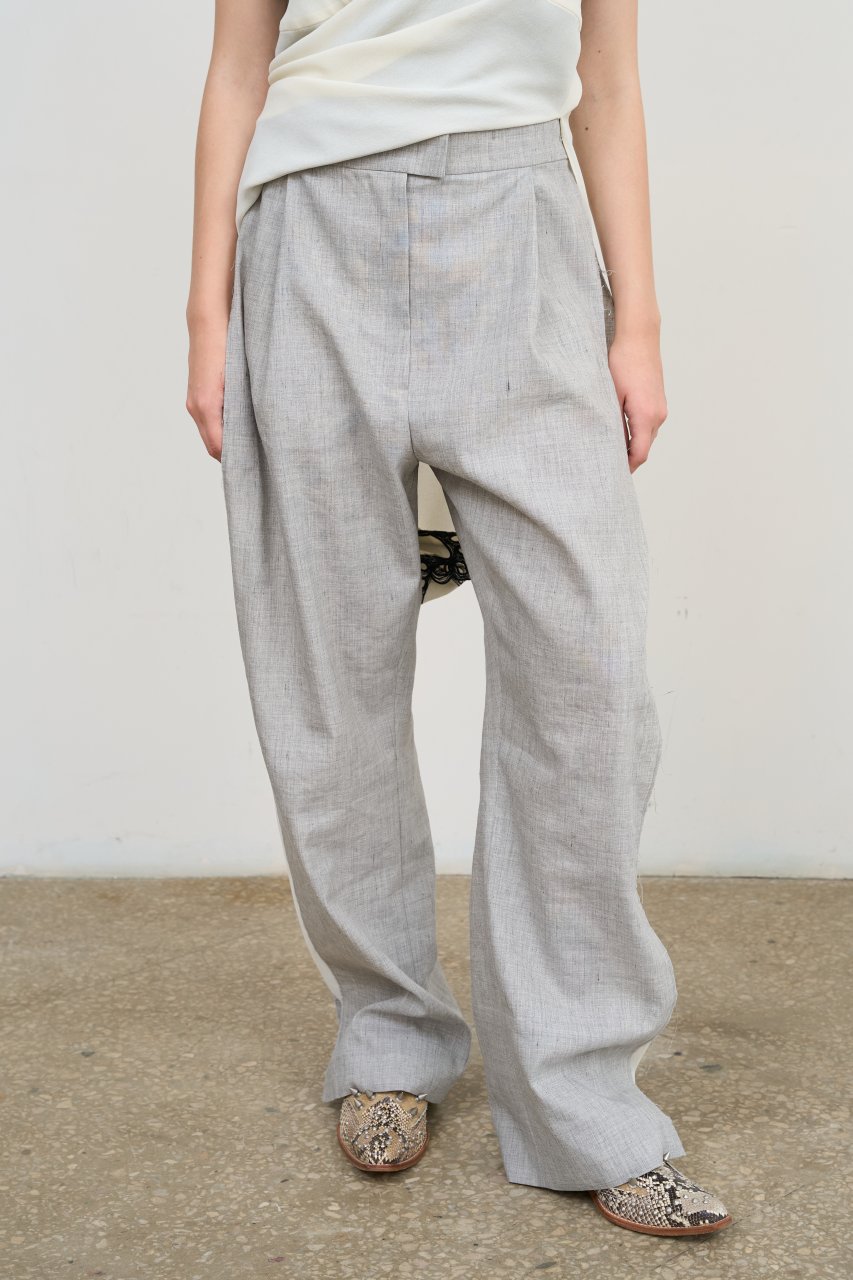 PANTS WITH FRAYED-EDGE SIDE STRIPES 