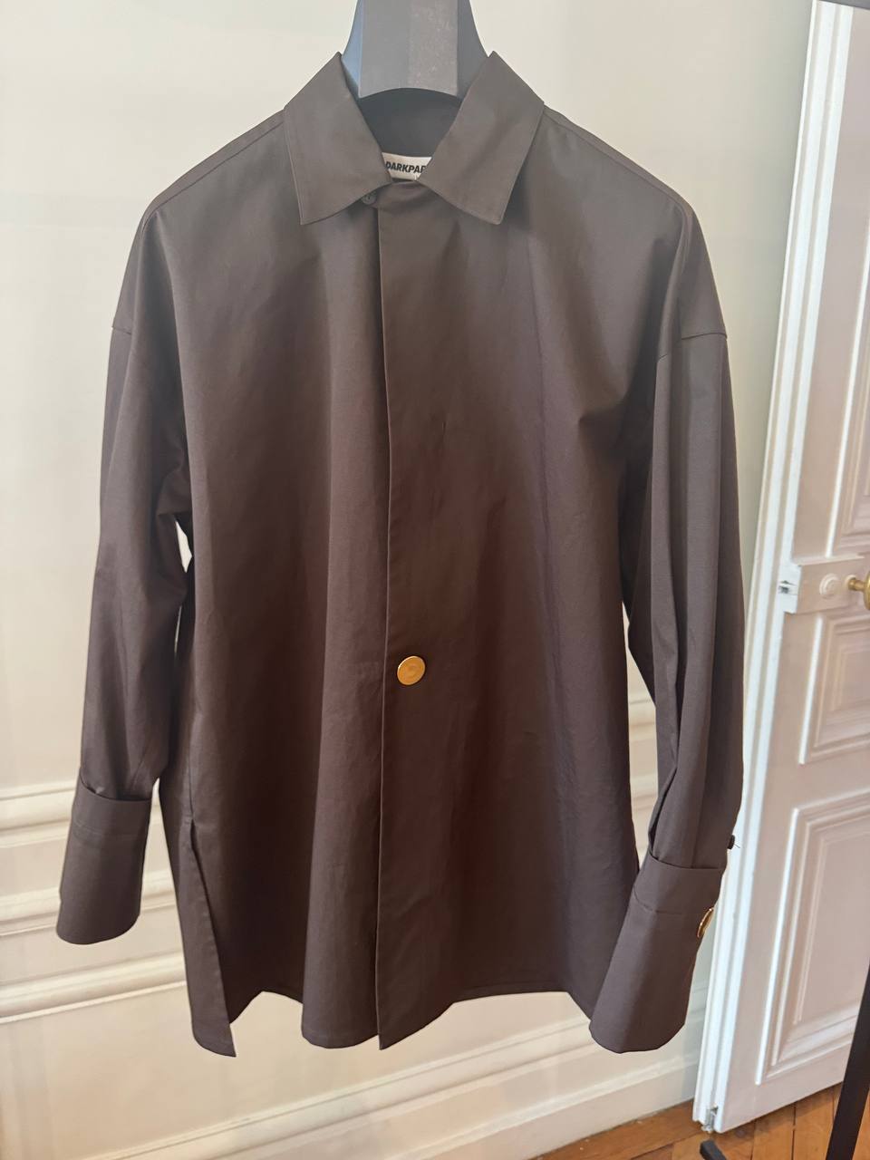 JODIE - POPELINE TUNIC STYLE SHIRT IN DARK BROWN