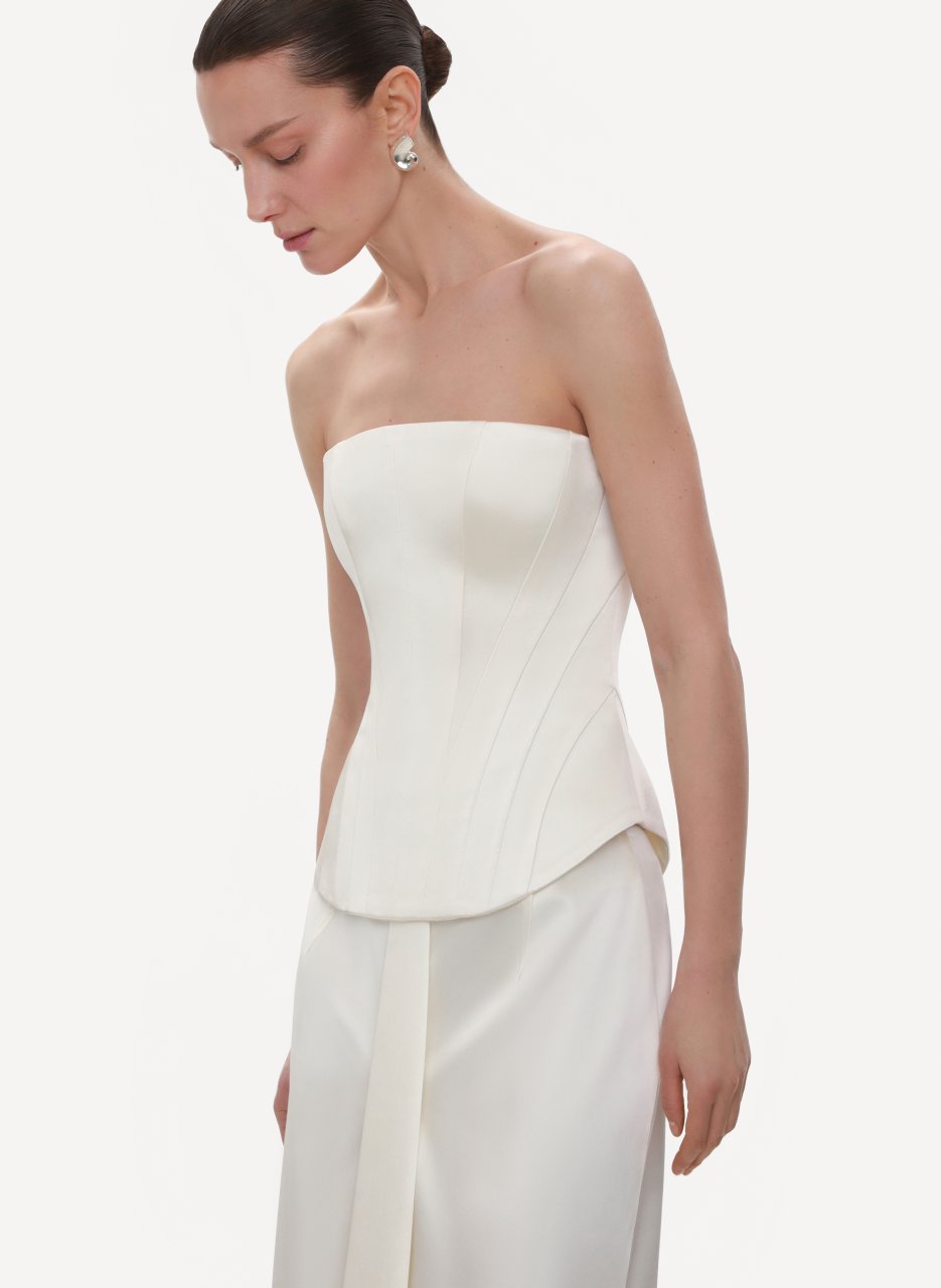 IVORY FITTED SATIN CORSET